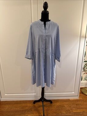 Tuckernuck Blue and White Striped Shirt Dress